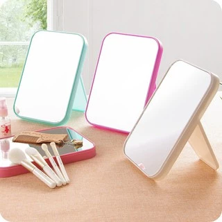 กระจกพับแต่งหน้าแบบพกพา กระจกตั้งโต๊ะทรงสี่เหลี่ยม กระจกน่ารัก กระจกตั้งโต๊ะ กระจกแต่งหน้า คละสี / 3 ชิ้น