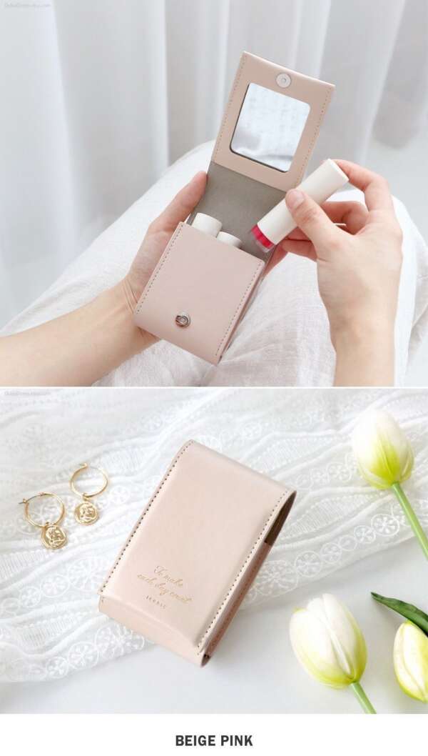 กระจกยัยน้องซุ่มซ่าม – กระจกตั้งโต๊ะพร้อมขาตั้งสีชมพูพาสเทล