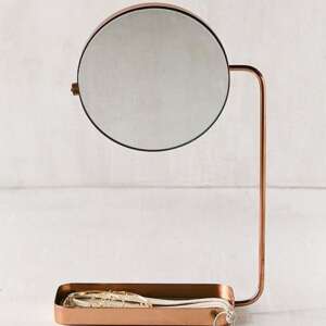 กระจกตั้งโต๊ะฐานทองแดง มีถาดรองเครื่องประดับ