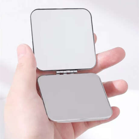 กระจกสแตนเลสพับคู่ด้านข้าง กระจกพกพา กระจกพับ กระจกสไตล์เกาหลี ขนาดกระทัดรัด