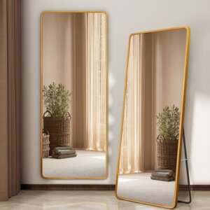 กระจกเต็มตัว ติดผนัง กระจกยาว ขอบสีทอง 180CM ความละเอียดสูง กระจกบานใหญ่