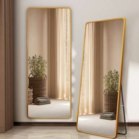 กระจกเต็มตัว ติดผนัง กระจกยาว ขอบสีทอง 180CM ความละเอียดสูง กระจกบานใหญ่