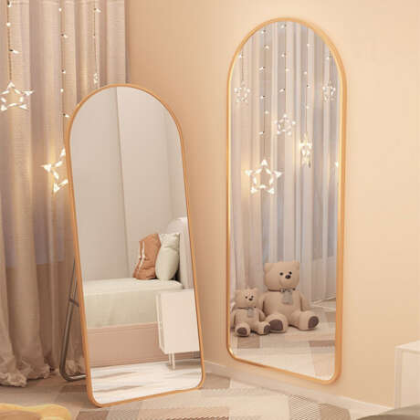 กระจกเต็มตัวแบบโค้งมน ขอบสีทอง กระจกเงาแท้ กระจกติดผนัง กระจกส่องเต็มตัวตั้งพื้น กระจกยาว กระจกแต่งตัว กระจกบานใหญ่ กระจก แต่งตัว