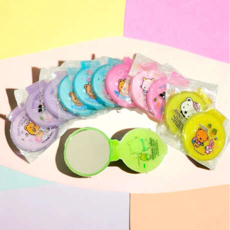 กระจกพับพกพา หลายรูปทรงกลม แบบยกโหล (แพ็ค12ชิ้น) คละสี พร้อมส่ง