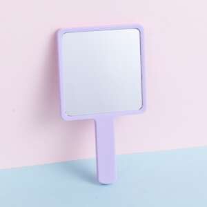 กระจกแต่งหน้า ด้ามจับ ถือสะดวก สีม่วงด้าน พาสเทล กระจก